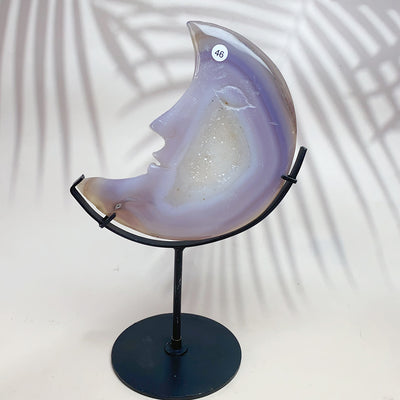 Natural Crystal Druzy Agate Moon Face Statue