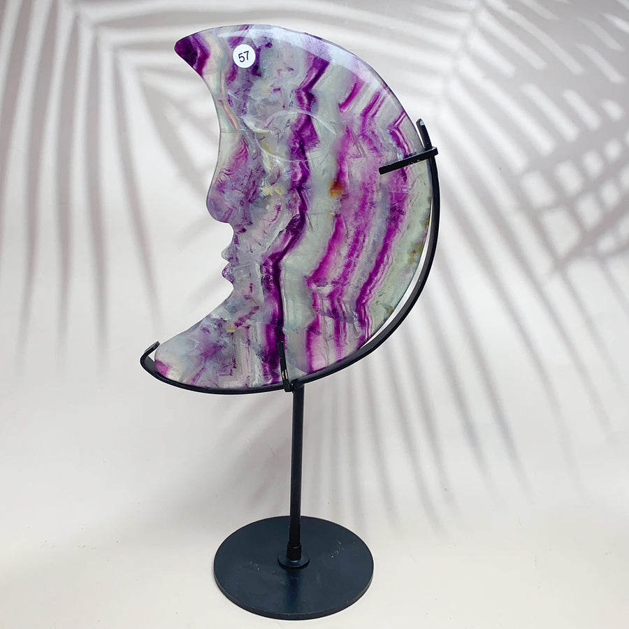 Natural Crystal Carving Fluorite Moon Face