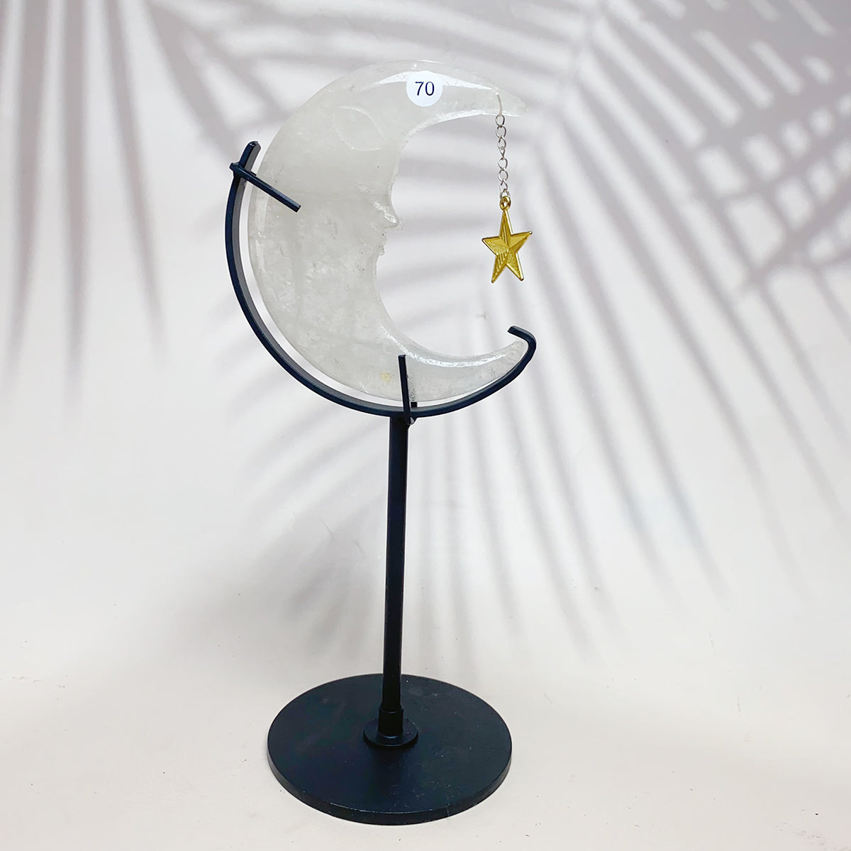 Natural Druzy Agate Crystal Moon Face With Star Pendant