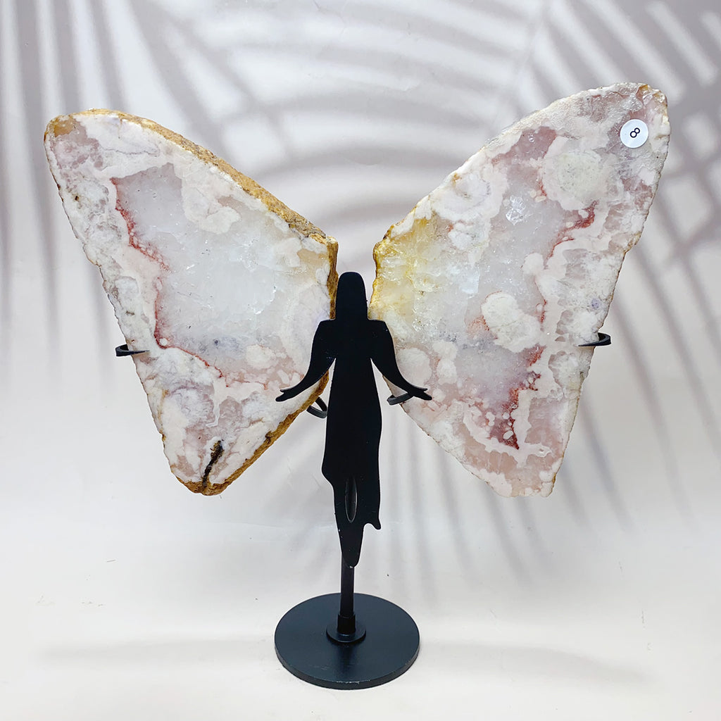 High quality Druzy Agate Carved Crystal Butterfly Fairy Wings