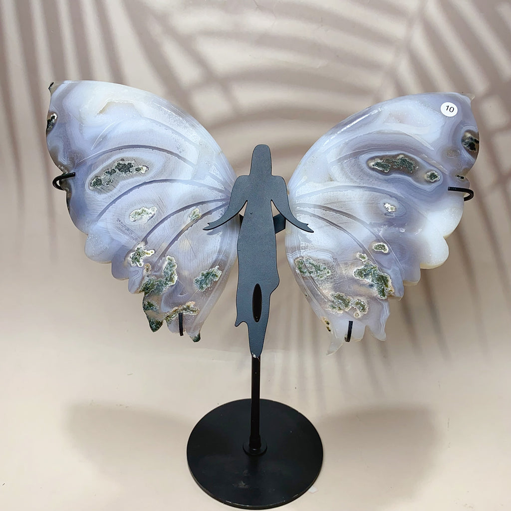 High quality Druzy Agate Carved Crystal Butterfly Fairy Wings