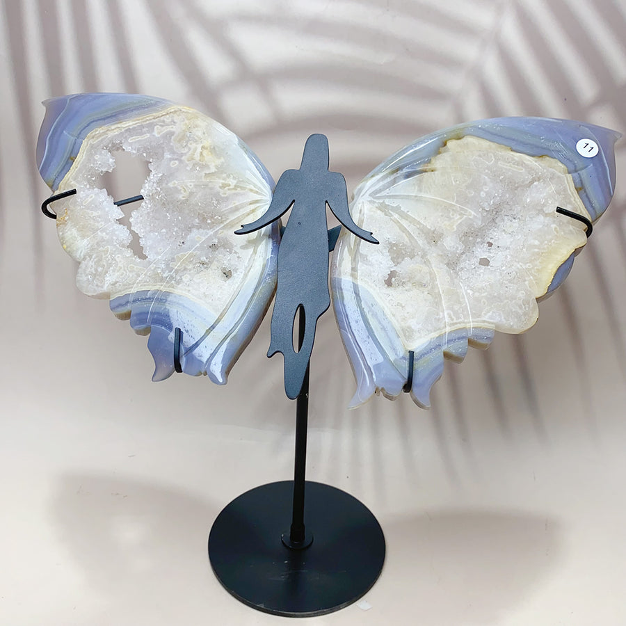 High quality Druzy Agate Carved Crystal Butterfly Fairy Wings