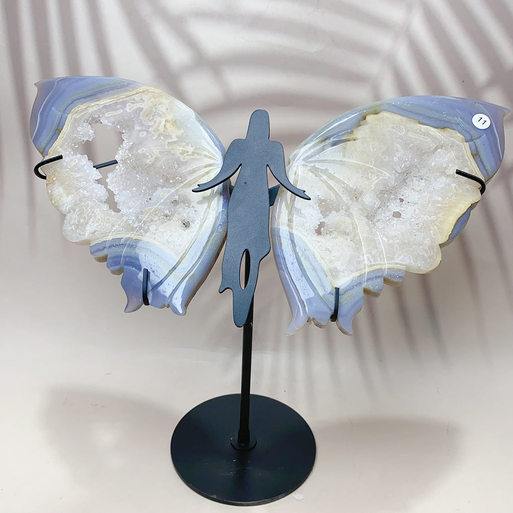 High quality Druzy Agate Carved Crystal Butterfly Fairy Wings