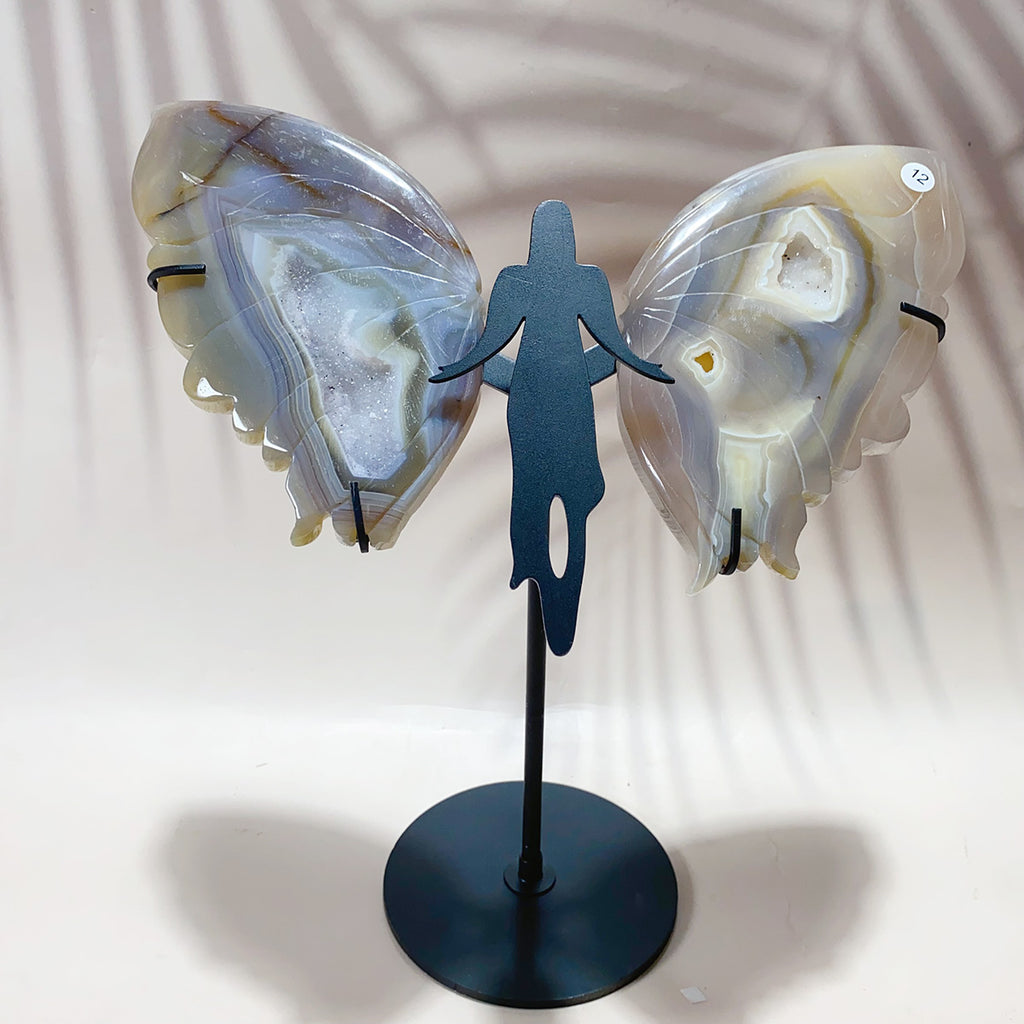 High quality Druzy Agate Carved Crystal Butterfly Fairy Wings