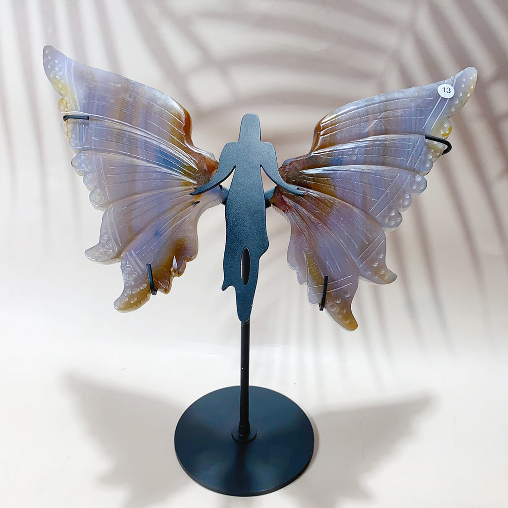 High quality Druzy Agate Carved Crystal Butterfly Fairy Wings