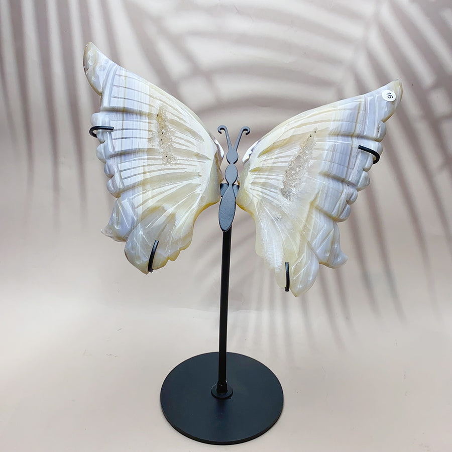 Crystal Carving Druzy Agate Butterfly Wings