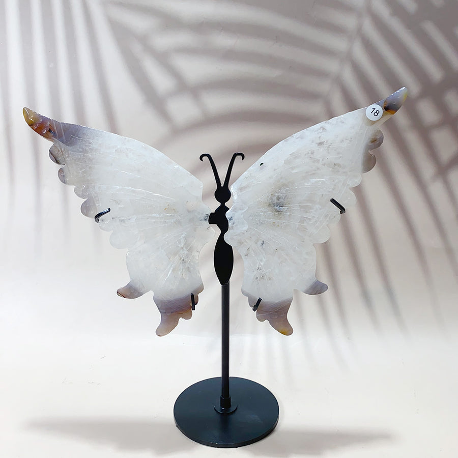 Crystal Carving Druzy Agate Butterfly Wings