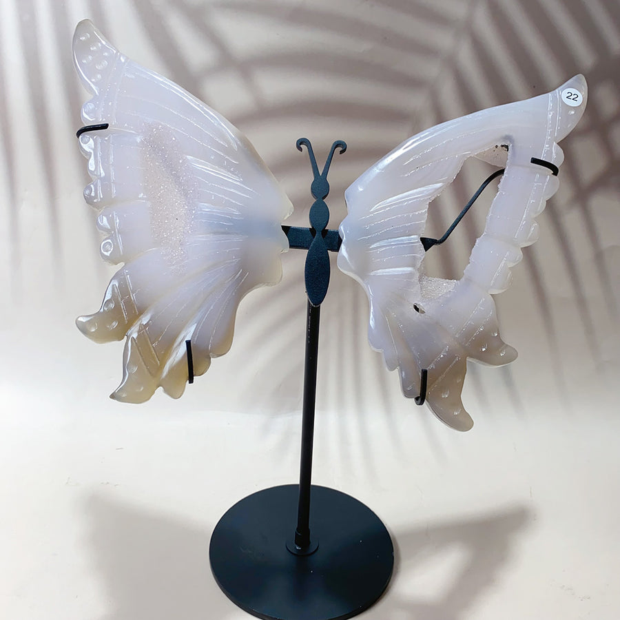 Crystal Carving Druzy Agate Butterfly Wings