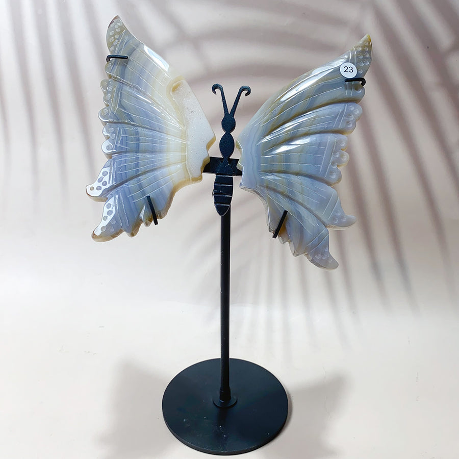 Crystal Carving Druzy Agate Butterfly Wings