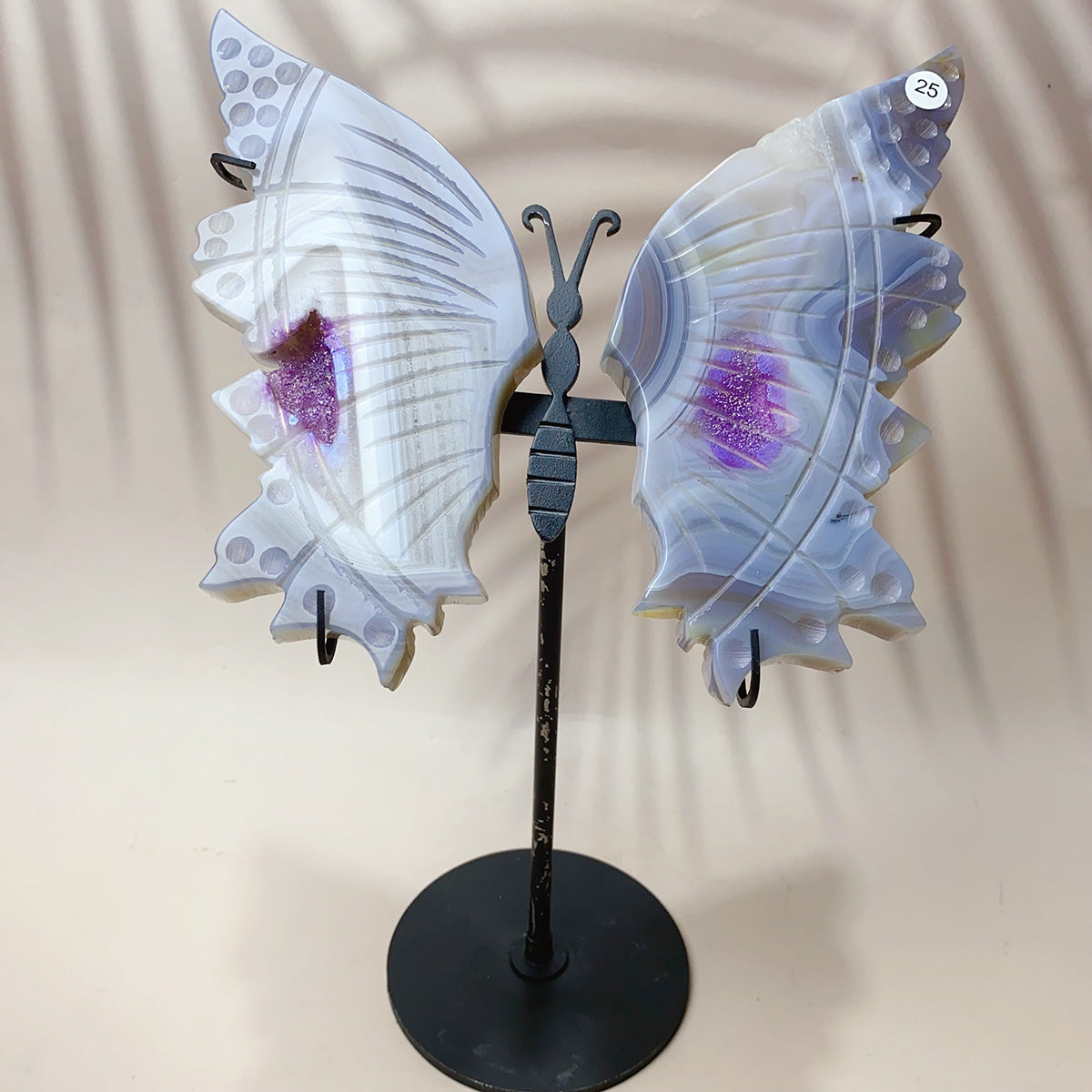 Labradorite & Aura Druzy Agate Crystal Carved Butterfly Wings