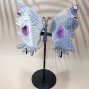 Labradorite & Aura Druzy Agate Crystal Carved Butterfly Wings