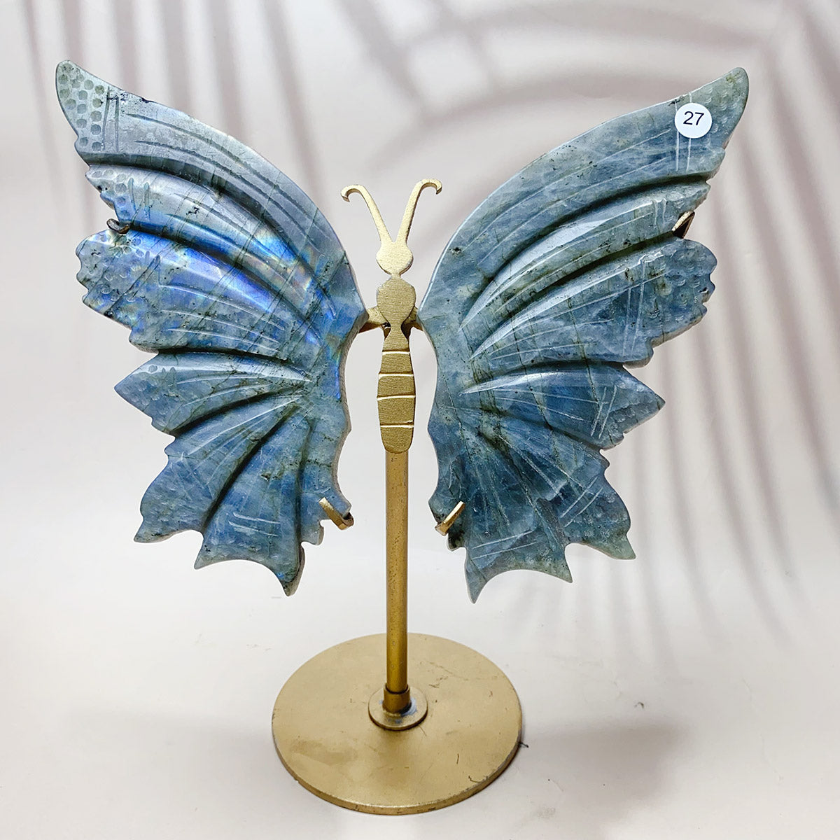 Labradorite & Aura Druzy Agate Crystal Carved Butterfly Wings