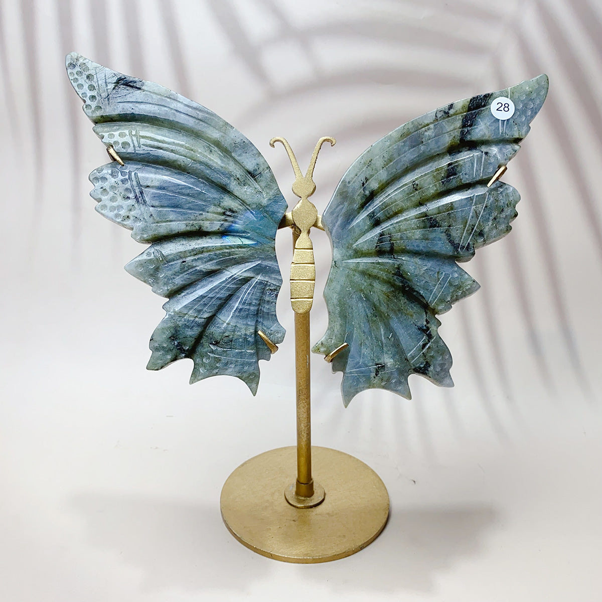 Labradorite & Aura Druzy Agate Crystal Carved Butterfly Wings