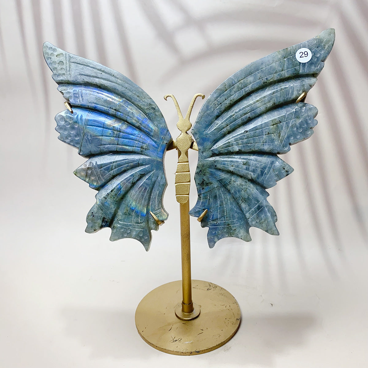Labradorite & Aura Druzy Agate Crystal Carved Butterfly Wings