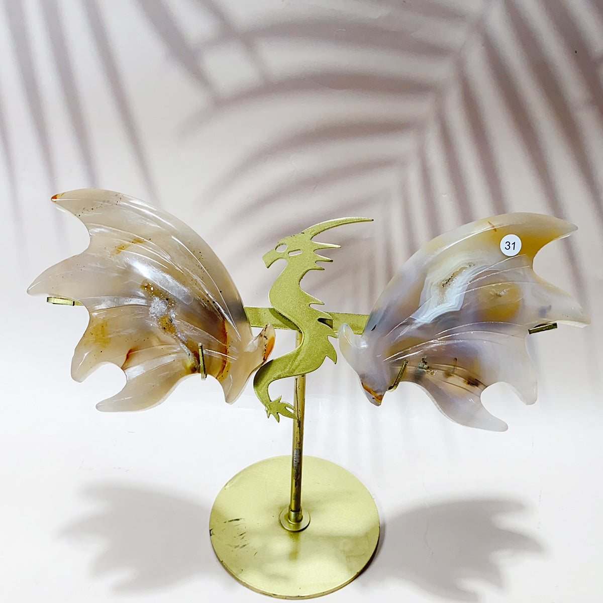 Cluster Agate With Sea Jasper Orange Calcite Crystal Carved Dragon Wings