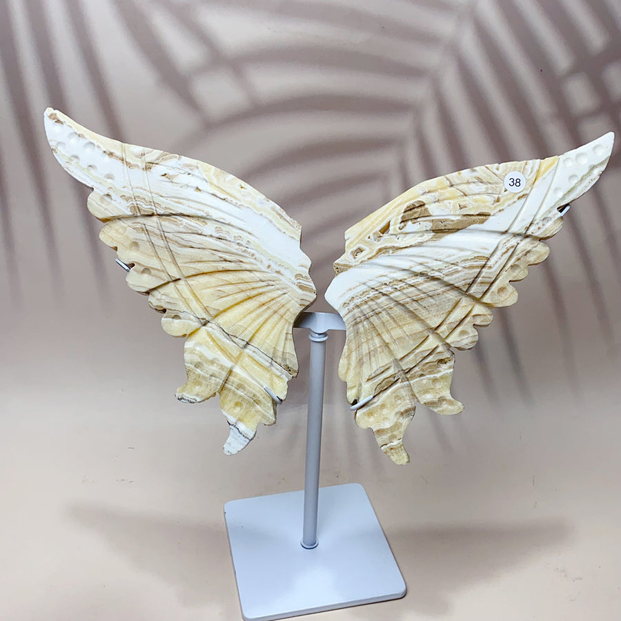 Fluorite & Amethyst & Blue onxy & Selenite & Golden Healer & Fire Quartz Crystal Butterfly Wings
