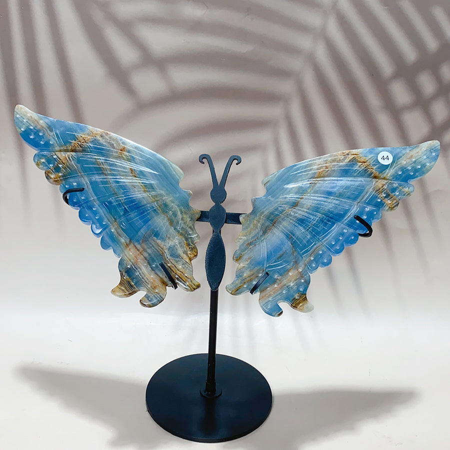 Fluorite & Amethyst & Blue onxy & Selenite & Golden Healer & Fire Quartz Crystal Butterfly Wings