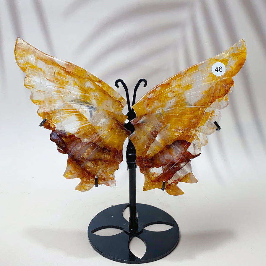 Fluorite & Amethyst & Blue onxy & Selenite & Golden Healer & Fire Quartz Crystal Butterfly Wings