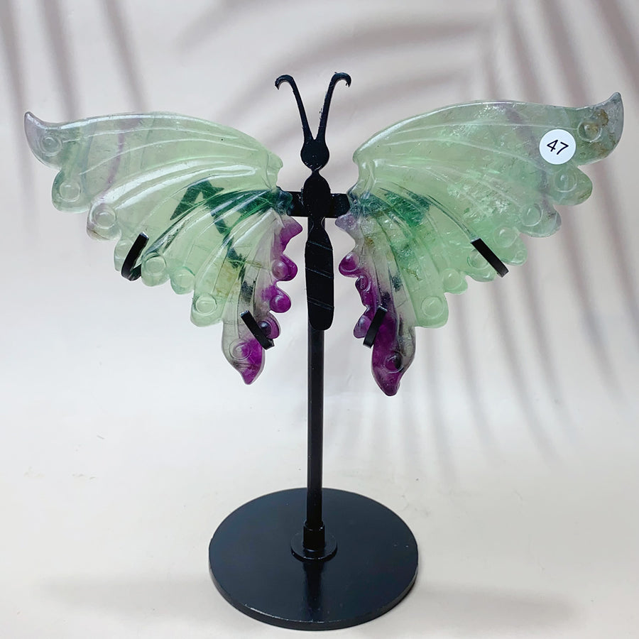 Fluorite & Amethyst & Blue onxy & Selenite & Golden Healer & Fire Quartz Crystal Butterfly Wings