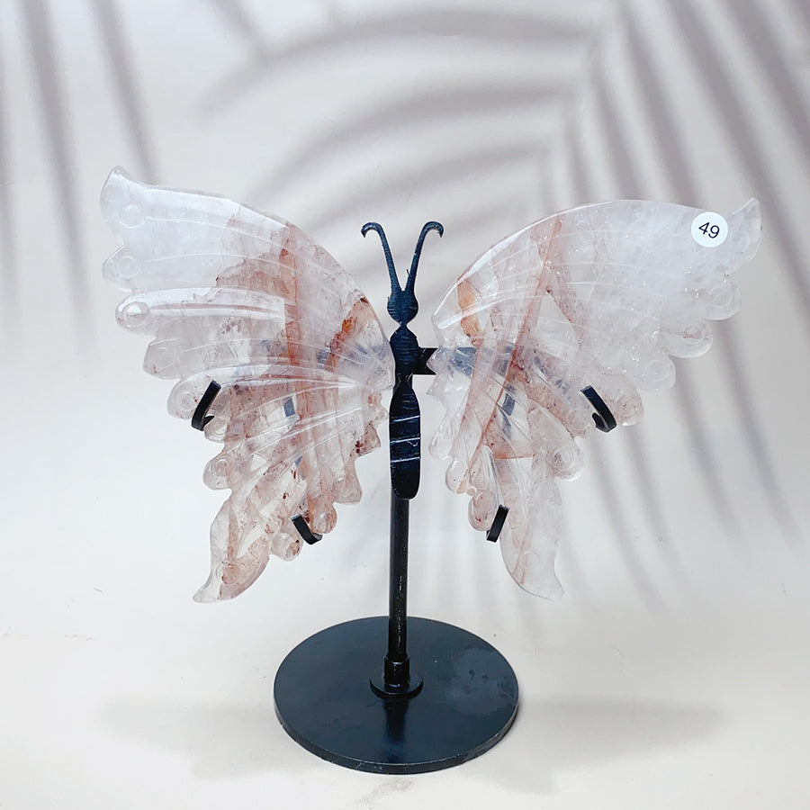 Fluorite & Amethyst & Blue onxy & Selenite & Golden Healer & Fire Quartz Crystal Butterfly Wings