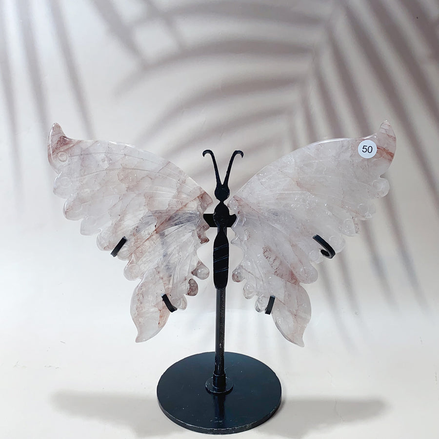 Fluorite & Amethyst & Blue onxy & Selenite & Golden Healer & Fire Quartz Crystal Butterfly Wings
