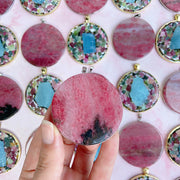 Rhodonite Pendants & Aquamarine With Tourmaline Pendants