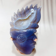 Drazy Agate Indian Skull Crystal Sculpture