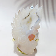 Drazy Agate Indian Skull Crystal Sculpture