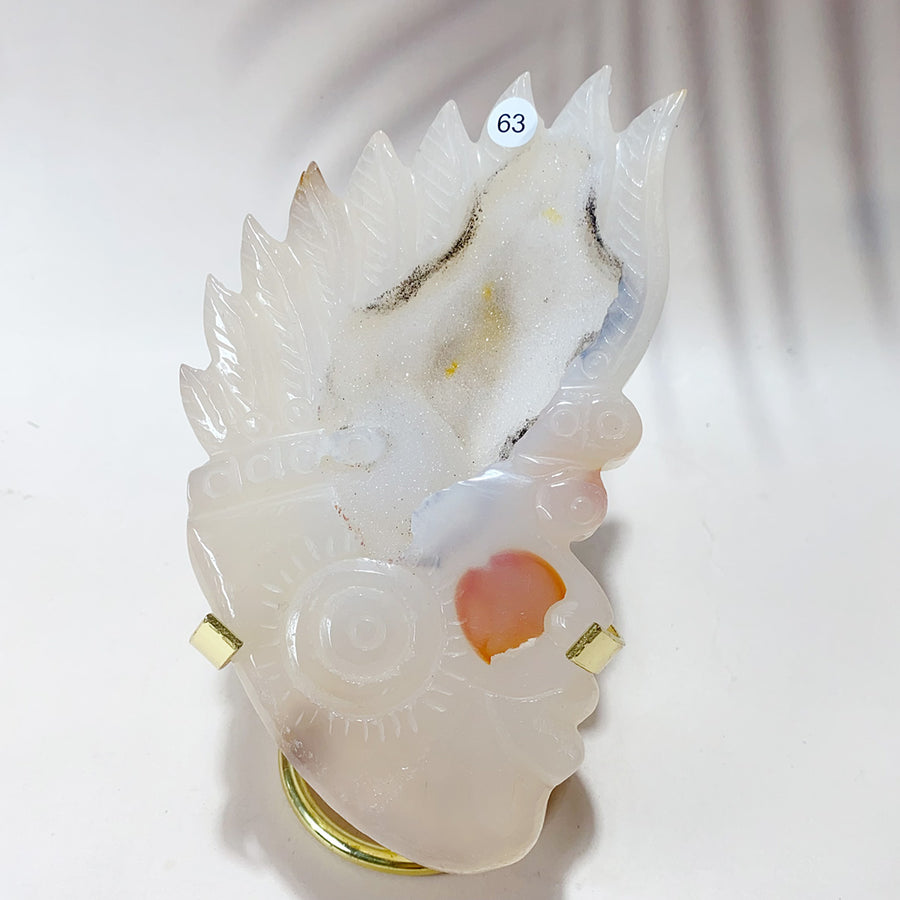 Drazy Agate Indian Skull Crystal Sculpture