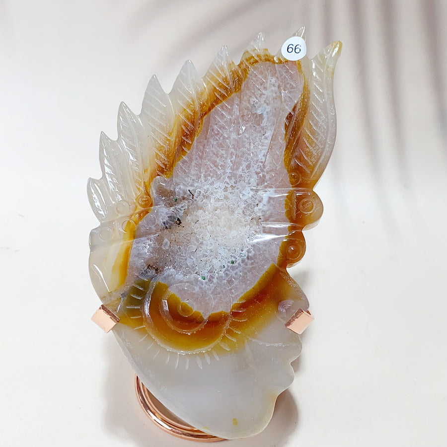Drazy Agate Indian Skull Crystal Sculpture