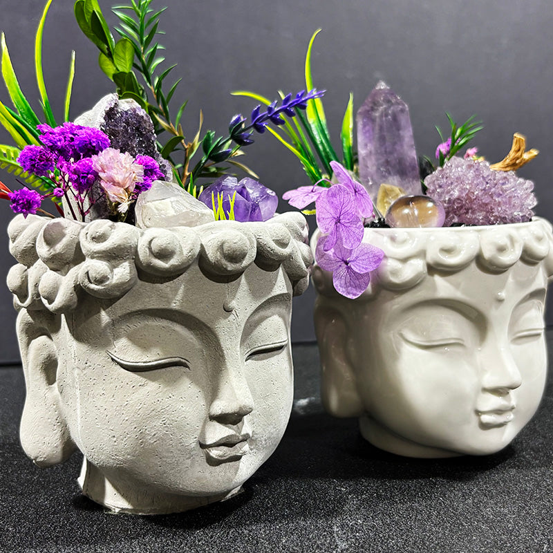 Natural crystal Buddha head tabletop home decor