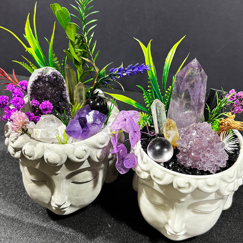 Natural crystal Buddha head tabletop home decor