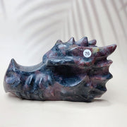 Rose Quartz & Garnet & Green jade & Pink Amethyst Crystal Materials Carved Dragon Head