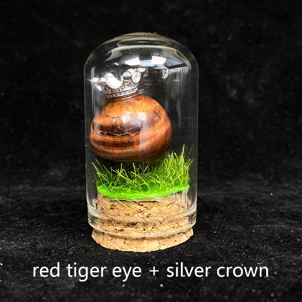 Tiger Eye Stone Sphere With Silver / Gold Crown
