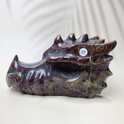 Rose Quartz & Garnet & Green jade & Pink Amethyst Crystal Materials Carved Dragon Head