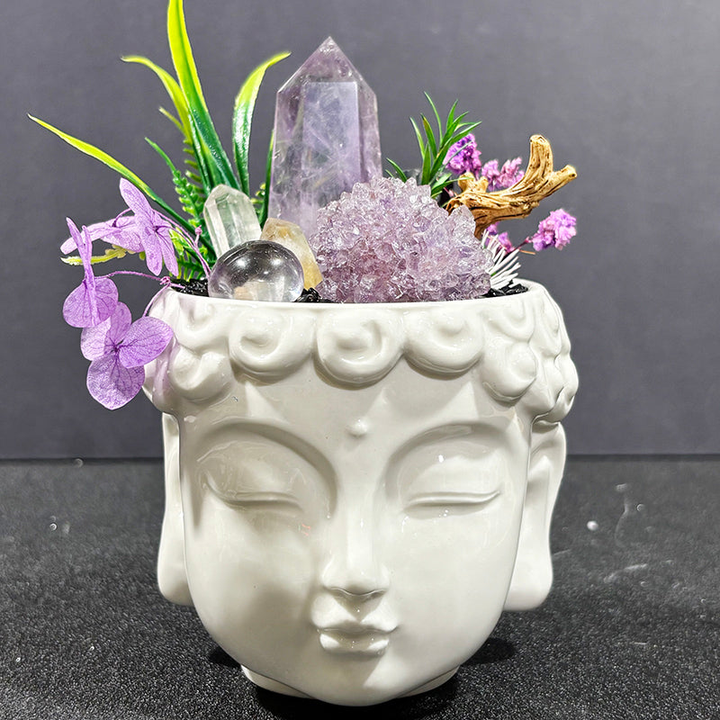Natural crystal Buddha head tabletop home decor