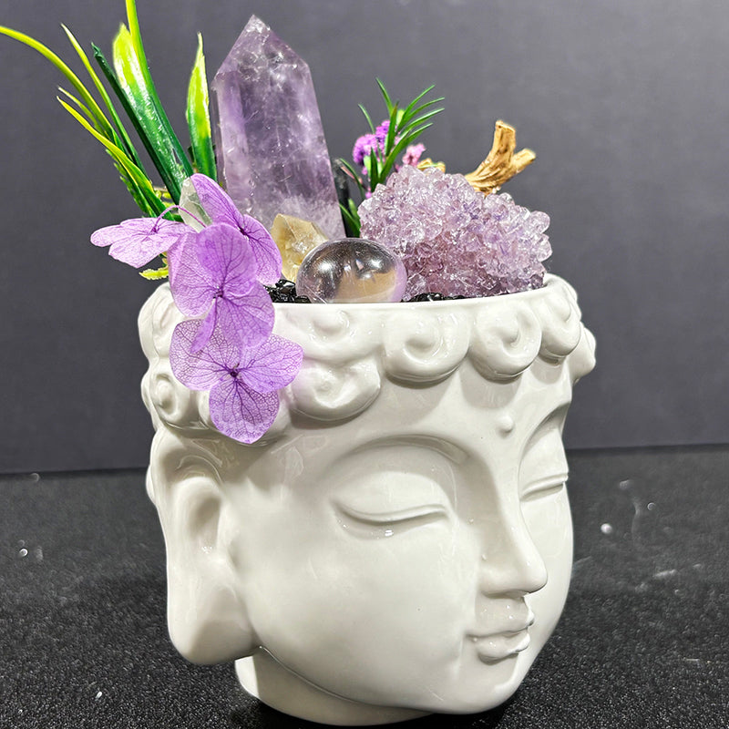 Natural crystal Buddha head tabletop home decor