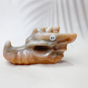 Rose Quartz & Garnet & Green jade & Pink Amethyst Crystal Materials Carved Dragon Head