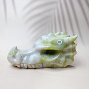 Rose Quartz & Garnet & Green jade & Pink Amethyst Crystal Materials Carved Dragon Head