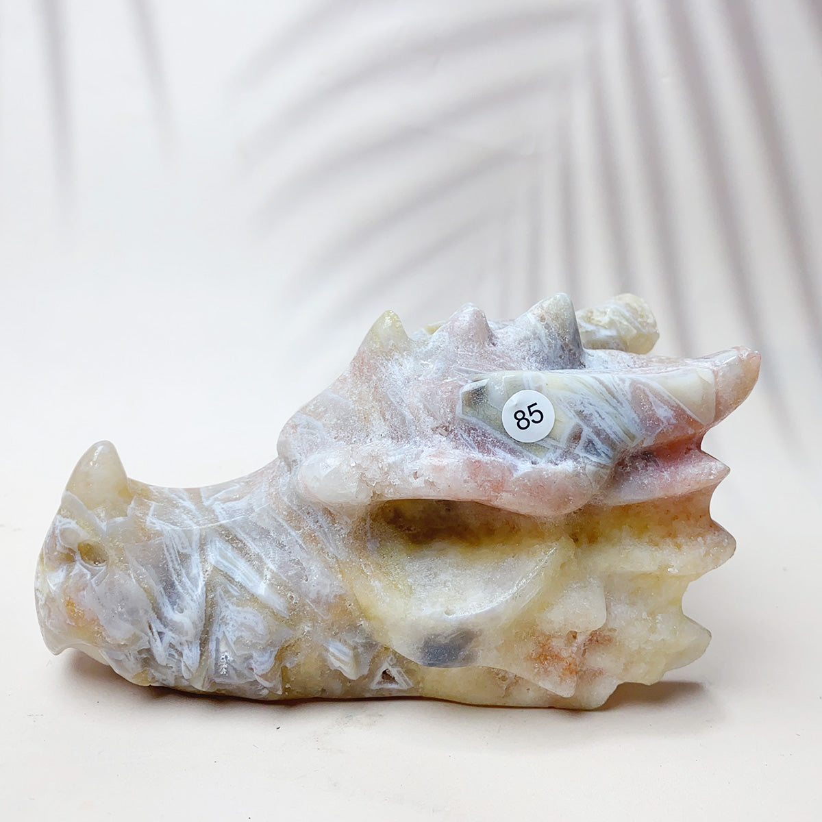 Rose Quartz & Garnet & Green jade & Pink Amethyst Crystal Materials Carved Dragon Head