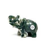 Crystal Carving Animal Moss Agate Elephant Sculpture