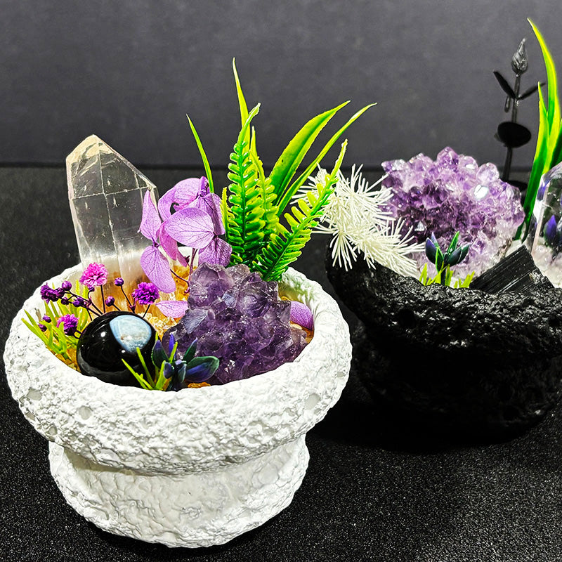 DIY Natural Crystal Gypsum Tray Potted Home Decoration