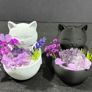 Cute Cat Natural Crystal DIY Potted Home Decor Ornament