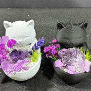 Cute Cat Natural Crystal DIY Potted Home Decor Ornament