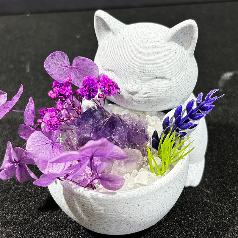 Cute Cat Natural Crystal DIY Potted Home Decor Ornament