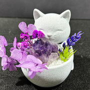Cute Cat Natural Crystal DIY Potted Home Decor Ornament