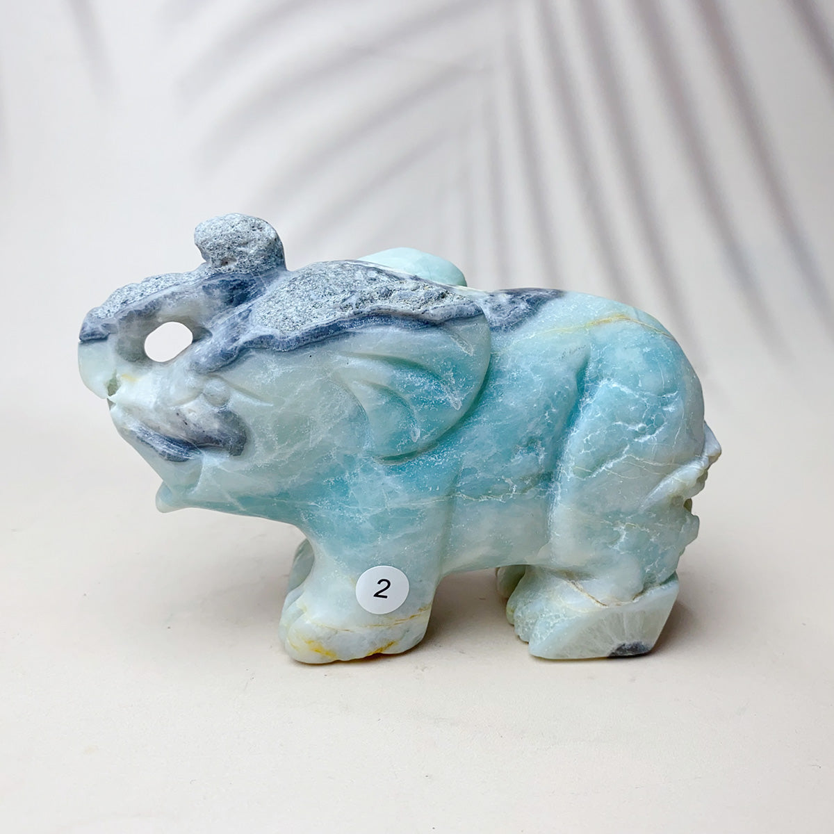 Natural Caribbean Crystal Gemstone Sculpture Animal Elephant