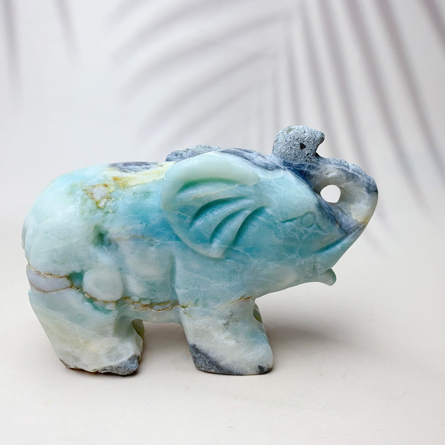 Natural Caribbean Crystal Gemstone Sculpture Animal Elephant