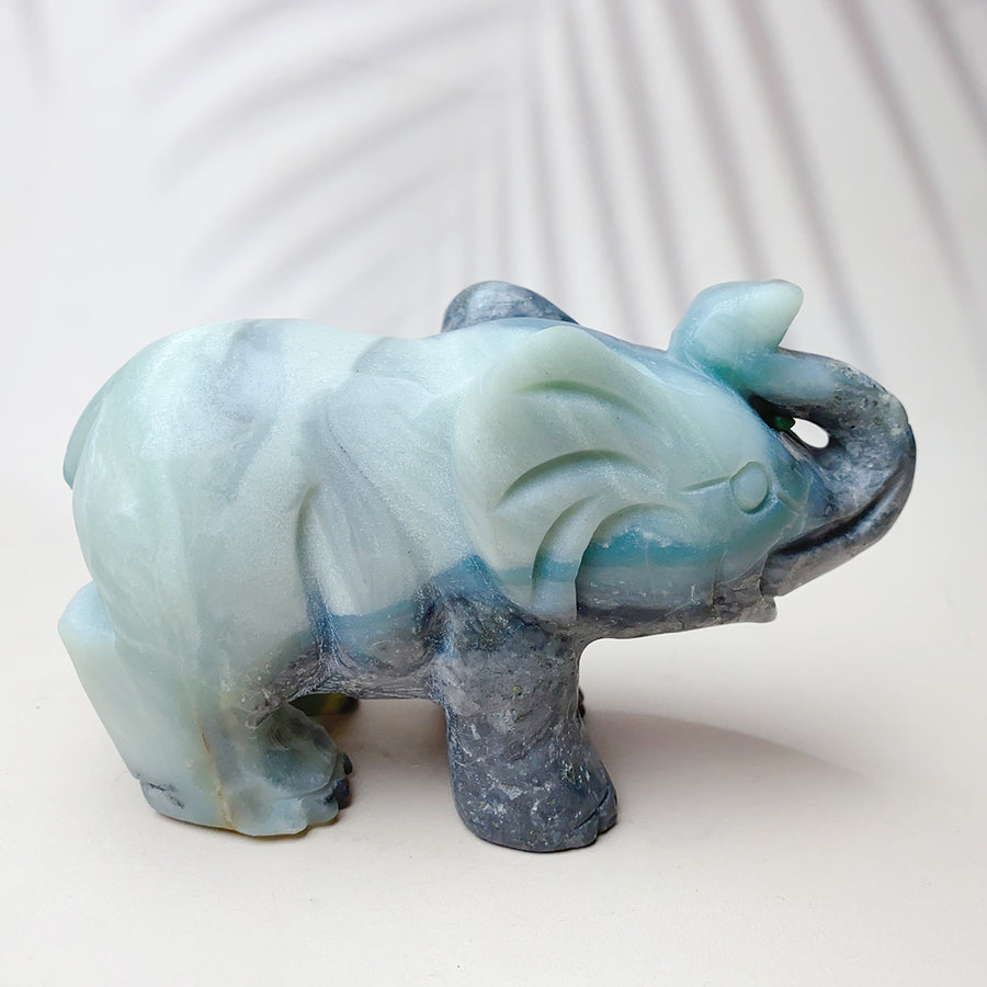 Natural Caribbean Crystal Gemstone Sculpture Animal Elephant