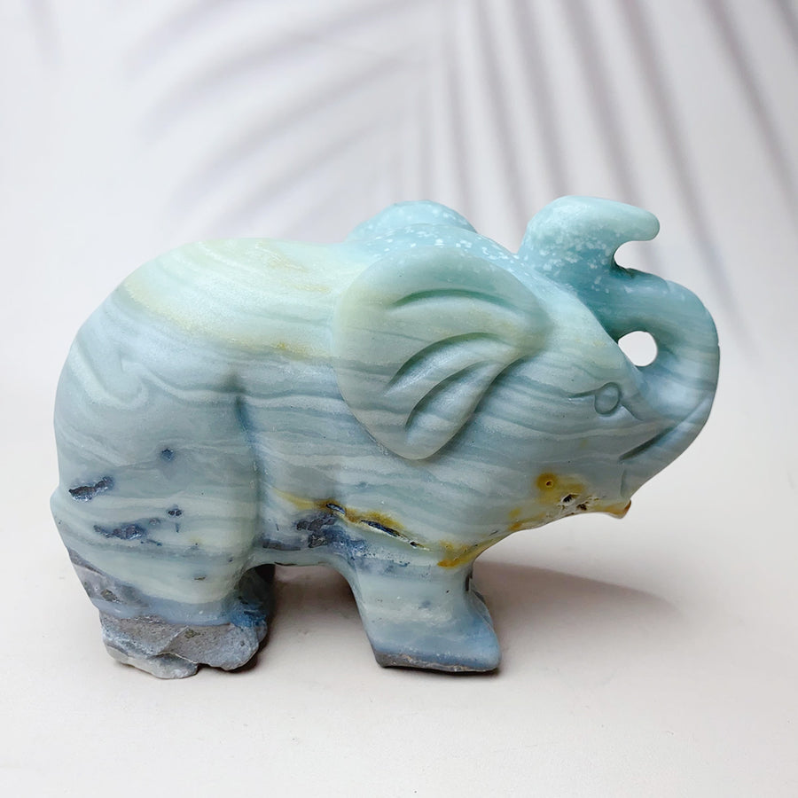 Natural Caribbean Crystal Gemstone Sculpture Animal Elephant